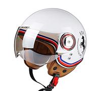 Rétro Casque à Face Ouverte Demi-Jet Casque Scooter avec Visière Open Face Classic Casque Moto Jet Vintage ECE Homologué Casque Bol Moto Bols pour Homme et Femme J,L