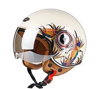 Rétro Casque à Face Ouverte Demi-Jet Casque Scooter avec Visière Open Face Classic Casque Moto Jet Vintage ECE Homologué Casque Bol Moto Bols pour Homme et Femme C,XL