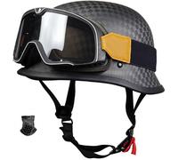 Rétro Casque À Face Ouverte Demi-Jet Casque Scooter avec Visière Open Face Classic Casque Moto Jet Vintage Dot/ECE Homologué Casque Bol Moto Bols pour Homme Et Femme 2,XL(61-62CM)