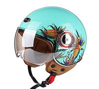 Rétro Casque à Face Ouverte Demi-Jet Casque Scooter avec Visière Open Face Classic Casque Moto Jet Vintage ECE Homologué Casque Bol Moto Bols pour Homme et Femme F,L