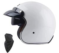 Retro Casques Moto,Demi-Casque Jet,Amovible Lentille, Vintage Casque Mobylette Bols avec Visière,pour Scooter Racing Femmes Hommes ECE Homologué avec Masque Anti-poussière