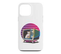 Retro Cat TV Chat nostalgique à l'ancienne Charmant Amoureux Coque pour iPhone 13 Pro Max