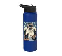 Retro Cats Total Solar Eclipse 2026 Visualisation d'un événement céleste Stainless Steel Insulated Water Bottle