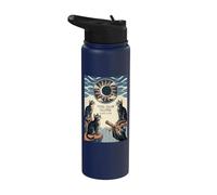 Retro Cats Total Solar Eclipse 2026 Visualisation d'un événement céleste Stainless Steel Insulated Water Bottle