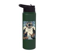 Retro Cats Total Solar Eclipse 2026 Visualisation d'un événement céleste Stainless Steel Insulated Water Bottle