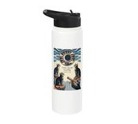 Retro Cats Total Solar Eclipse 2026 Visualisation d'un événement céleste Stainless Steel Insulated Water Bottle