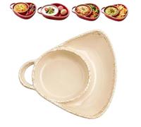 Retro Ceramic Divided Baking Dish with Single Handle (White) | Divided Casserole Pan for Ove, 2-in-1 Soup and Sandwich Plate, Separate Compartments, Microwave and Dishwasher Safe