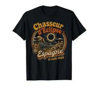 Rétro Chasseur d'Éclipse Solaire Français 2026 Astronomie T-Shirt