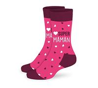 Rétro Chaussettes Super Maman Taille unique 36/42 - Rouge - 1 Pair - Femme - Adulte - SOCKS - Coton - Uni - Anniversaire