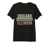 Rétro Chicago Illinois T-Shirt Haut de Gamme