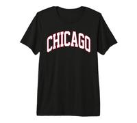 Rétro Chicago Throwback Classique Chicago Hommes Femmes Blanc Rouge T-Shirt Haut de Gamme