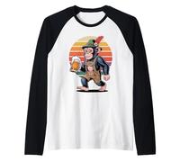 Retro Chimpanzé Bière Buveur Chimpanzés Manche Raglan