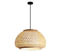Retro Chinese Style Hanging Chandelier Pendant Light Fixture with Imitation Parchment Lampshade Hand-Woven Lantern Lighting for Dining Room Restaurant(50cm/19.7in*27cm10.6in)