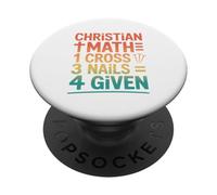 Rétro Chrétienne Math Une Croix Trois Ongles Quatre Donnés PopSockets PopGrip Adhésif