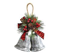 Retro Christmas Bell Ornaments, Metal Double Jingle Bells with Pinecones | Iron Double Bell Ornament, Durable Hanging Decor for Tree, Door, Party Favors Silver
