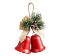 Retro Christmas Bell Ornaments, Metal Double Jingle Bells with Pinecones | Iron Double Bell Ornament, Durable Hanging Decor for Tree, Door, Party Favors Red