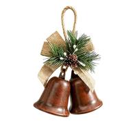 Retro Christmas Bell Ornaments, Metal Double Jingle Bells with Pinecones | Iron Double Bell Ornament, Durable Hanging Decor for Tree, Door, Party Favors Brown