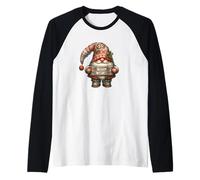 Retro Christmas GNOME for Women and Men with Warm Wishes Manche Raglan