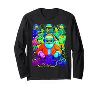 Retro Christmas House Music Santa DJ Techno Rave EDM Xmas Manche Longue