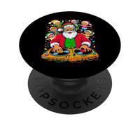 Retro Christmas House Music Santa DJ Techno Rave EDM Xmas PopSockets PopGrip Adhésif