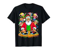 Retro Christmas House Music Santa DJ Techno Rave EDM Xmas T-Shirt