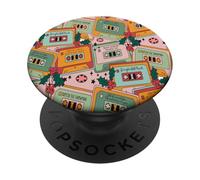 Retro Christmas Tapes Mixtapes Radio Music Lover 80s PopSockets PopGrip Adhésif