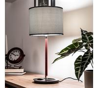 Rétro Chrome Pied Nuit Lampe de Table Tissu Récolte Bureau Sommeil Grand Lumière