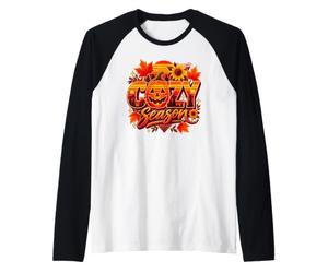 Rétro Citrouille Coucher de Soleil Automne Halloween Automne Tournesol Art Manche Raglan
