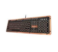 Retro Classic Artisan Clavier mécanique rétroéclairé USB de luxe (interrupteur bleu, cuir noir, cadre en alliage de zinc) (disposition britannique)
