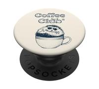 Retro Coffee-Club Hérisson Esthétique du Café Vintage PopSockets PopGrip Adhésif