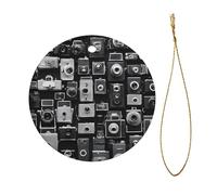 Retro Cool Camera Collection Full Double Face Imprimé Diamètre 7.3cm Décoration de Fête de Vacances Halloween et Noël Pendentif circulaire en céramique