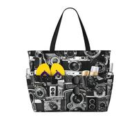 Rétro Cool Camera Collection Imprimé Plage Voyage Sac Smart Pocket Tote Vacances Été Randonnée Camping Activité de plein air