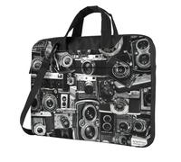 Rétro Cool Camera Collection Imprimer Ultra-Mince Portable Portable Sac à Bandoulière pour Femmes Hommes W nd Voyage Casual, Noir , 15.6 inch