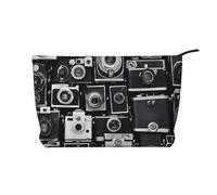 Retro Cool Camera Collection Trousse de maquillage en velours côtelé, élégante et durable, portable et légère, Noir , Taille unique