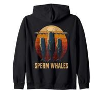 Rétro Coucher de Soleil Dormant Sperme Baleines Mer Deep Life Nature Art Sweat à Capuche