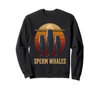 Rétro Coucher de Soleil Dormant Sperme Baleines Mer Deep Life Nature Art Sweatshirt