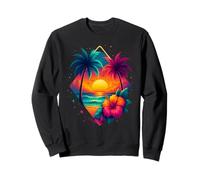 Rétro Coucher de Soleil Floral Plage Palmier Sweatshirt