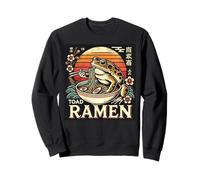 Rétro Coucher de Soleil Japonais Art Nouilles Grenouille Mignon Crapaud Ramen Sweatshirt
