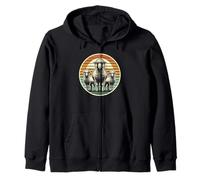 Retro Coucher De Soleil Mouton Silhouette Agneau Agneaux Sweat à Capuche