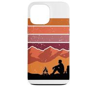 Rétro Coucher de Soleil Solitaire Camper Mountain Backpacking Art Coque pour iPhone 13 Pro Max