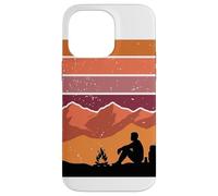 Rétro Coucher de Soleil Solitaire Camper Mountain Backpacking Art Coque pour iPhone 14 Pro Max