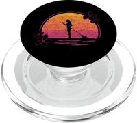 Retro Coucher du Soleil Fleurs Amoureux De Stand Up Paddle PopSockets PopGrip pour MagSafe