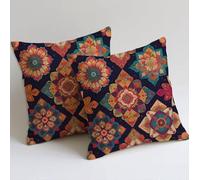 Rétro Coussin Canape 35x35 Housses de Coussin Canapé Lot de 2 Géométrie Taie Oreiller Doux Decoratif Coussins de Jardin avec Fermeture Éclair Cachée pour Décoration Maison Chambre Salon, Cadeau C-367