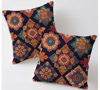 Rétro Coussin Canape 55x55 cm Gros Housses de Coussin Canapé Lot de 2 Géométrie Taie Oreiller Lin Coussins de Jardin avec Fermeture Éclair Cachée pour Décoration Maison Chambre Salon, Cadeau C-367