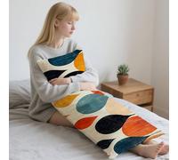 Rétro Coussin de Grossesse 50x130cm Oreiller de Corps Géométrie Housse Coussin pour Dormeur Long Sur Le Côté,Traversin Oreiller de Corps Velour Pillow Case pour Maison Chambre lit Canapé Gifts LYD128