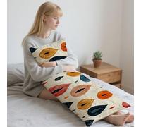 Rétro Coussin de Grossesse 50x150cm Oreiller de Corps Géométrie Housse Coussin pour Dormeur Long Sur Le Côté,Traversin Oreiller de Corps Velour Pillow Case pour Maison Chambre lit Canapé Cadeaux LYD18