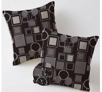 Rétro Coussin Exterieur Impermeable 40x40 cm Lot de 2 Gros Impermeable Lin Housse Coussin Géométrie Coussins de Jardin avec Zip Cachée pour Terrasse Patio Balcon Chambre Décoration, Cadeau Femme C-368