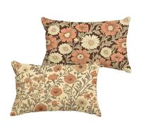 Rétro Coussin Exterieur Impermeable 40x70 cm Lin Housse Coussin Orange Double Face Imprimé Rectangulaire Taie Oreiller pour Salon Intérieur/Extérieur Jardin Été Decor Cadeaux, Lot de 2 1B-109