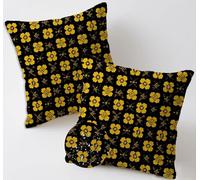 Rétro Coussin Exterieur Impermeable 65x65 cm Lot de 2 Gros Impermeable Lin Housse Coussin Géométrie Coussins de Jardin avec Zip Cachée pour Terrasse Patio Balcon Chambre Décoration, Cadeau Femme C-372