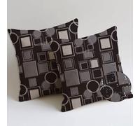 Rétro Coussin Exterieur Impermeable 75x75 cm Lot de 2 Gros Impermeable Doux Housse Coussin Géométrie Coussins de Jardin avec Zip Cachée pour Terrasse Patio Balcon Chambre Décoration,Cadeau Femme C-368